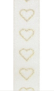 Valentine - Lint Valentine glitzernde Herzen Gold 10 m x 15 mm