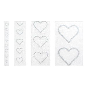 Ruban valentine coeurs scintillants argent 10m x 25mm