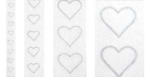 Ribbon Valentine glitzernde Herzen Silber 10m x 25 mm