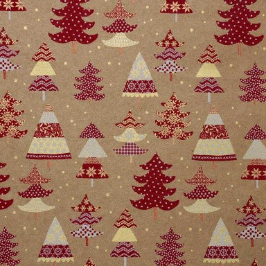 Klika - Gift wrapping paper Gift wrapping paper Red and white trees on brown 50 cm