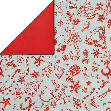 Klika - Cadeaupapier - Geschenkpapier - Xmas moods red on silver 30 cm