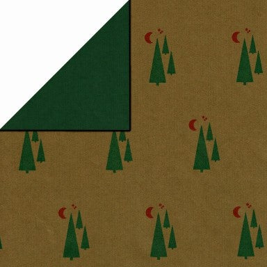 Klika - Cadeaupapier - Geschenkpapier - Xmas pines on gold | green 30 cm