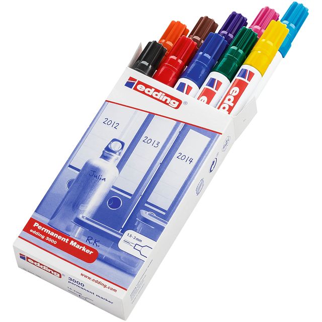 Edding - Pennarello 3000 tondo 1,5-3mm scatola assortita da 10 pezzi