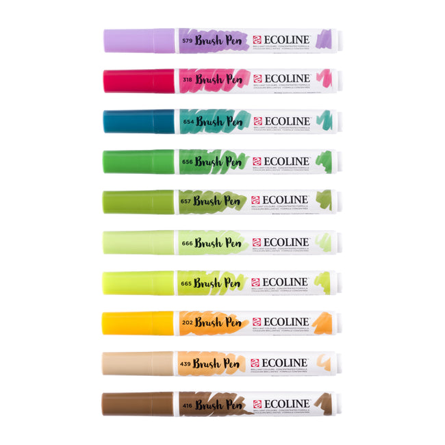 Talens Ecoline -  Brushpen Ecoline set à 10 stuks botanisch