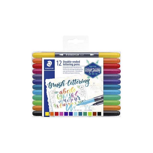 Staedtler - brushpen Brush letter duo, doos van 12 stuks in geassorteerde kleuren