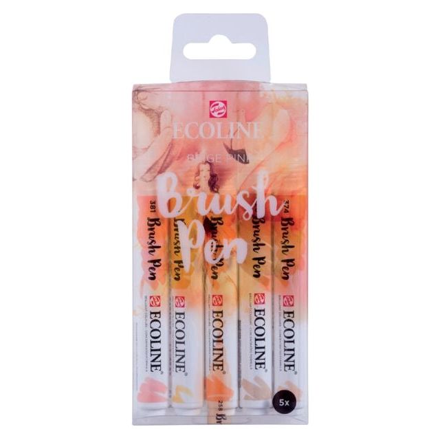 Talens - Brushpen ecoline set 5 stuks beige roze