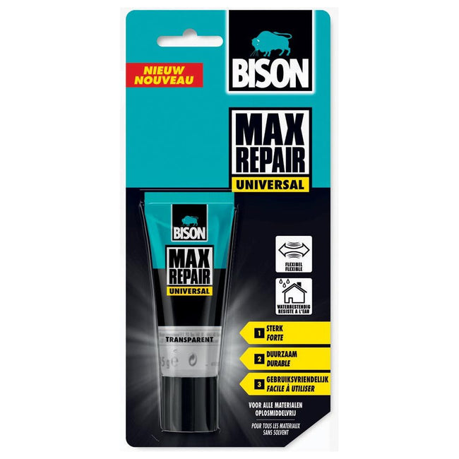 Bison - Bison Glue Max Repair Universal, Blister avec tube de 45 g