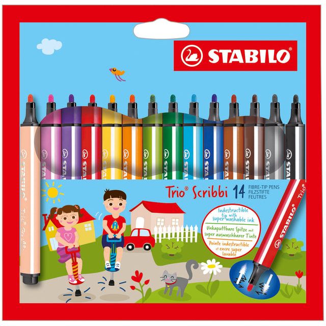 Stabilo - Felt -tip Pen Trio Scribbi 368/14 14ST Assorti | Endui a 14 pièces | 3 pièces