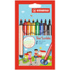 Stabilo -  Trio Scribbi, driekantige viltstift met meeverende punt, etui met 8 kleuren
