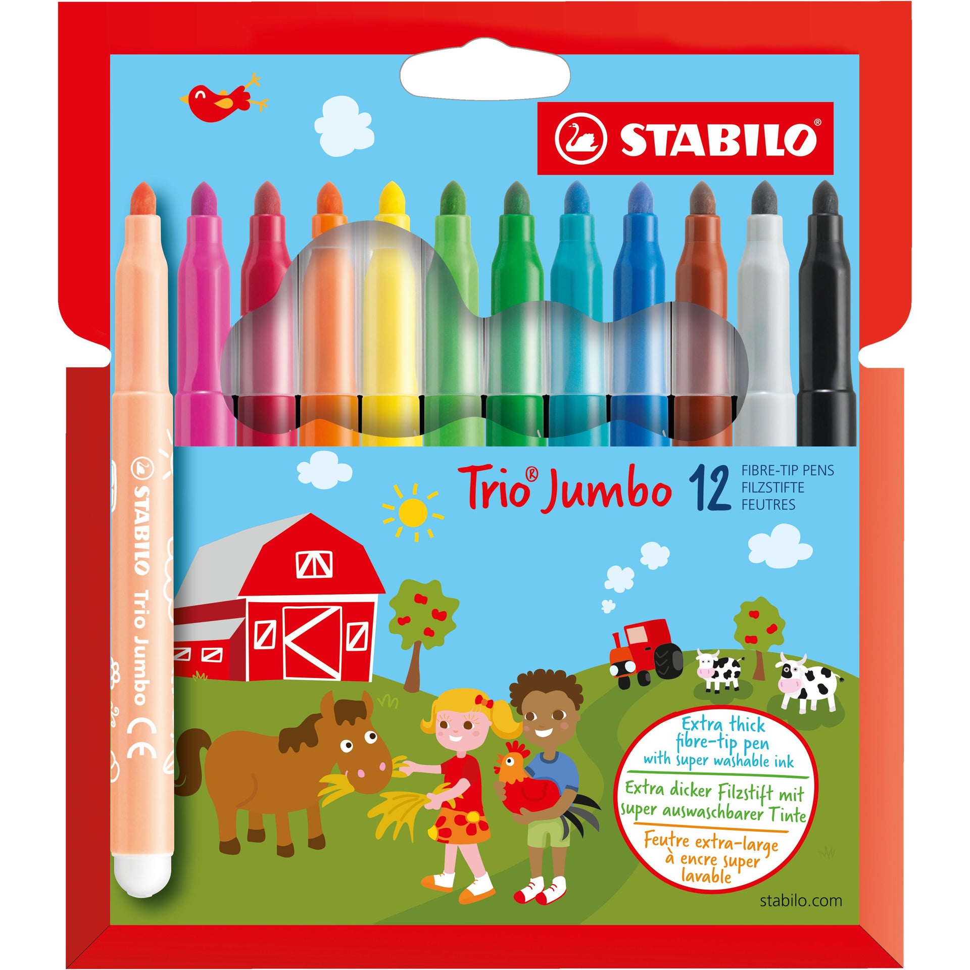 STABILO - Felt-tip pen Trio 380/12 extra large assorted case of 12 pieces
