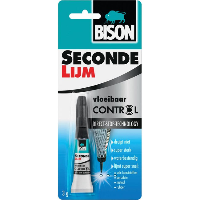Bison -   secondelijm Control Vloeibaar, tube van 3 g, op blister
