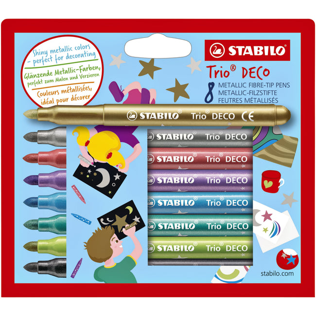 STABILO - Feutre Trio déco métallique assorti étui de 8 pièces