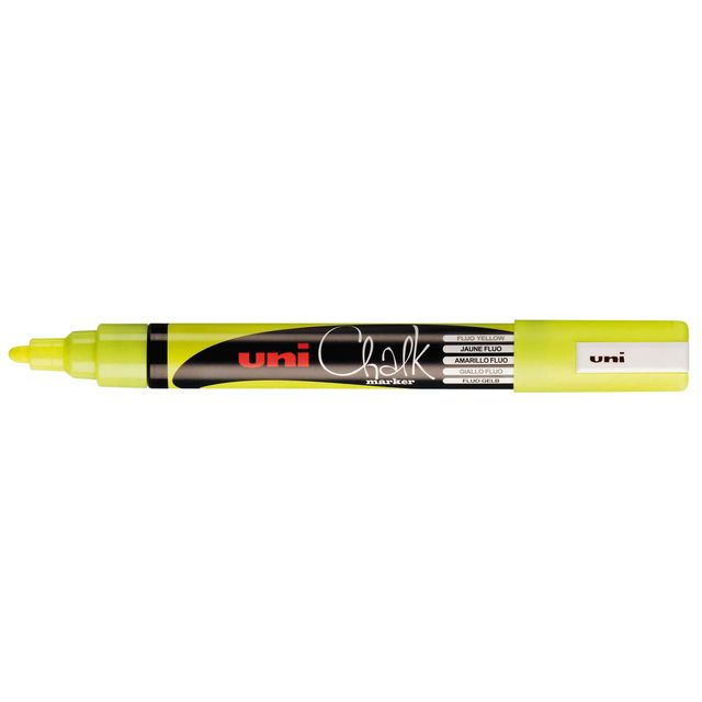 Uni-ball -  Krijtstift chalk rond 1.8-2.5mm fluor geel | 6 stuks