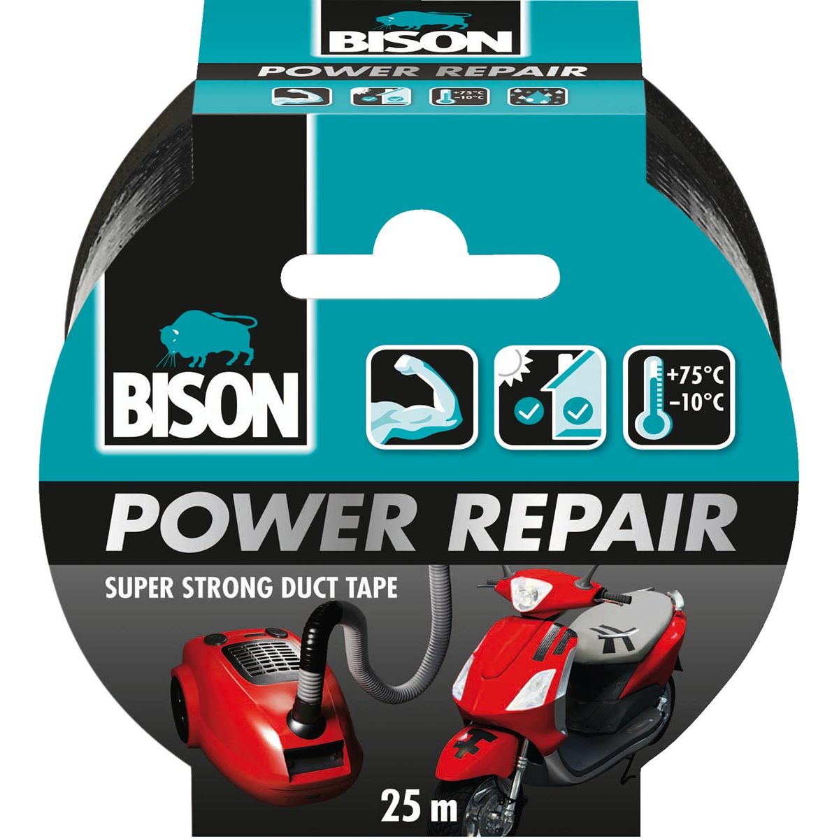 Bison - Ruban adhésif Power Repair, ft 48 mm x 25 m, noir