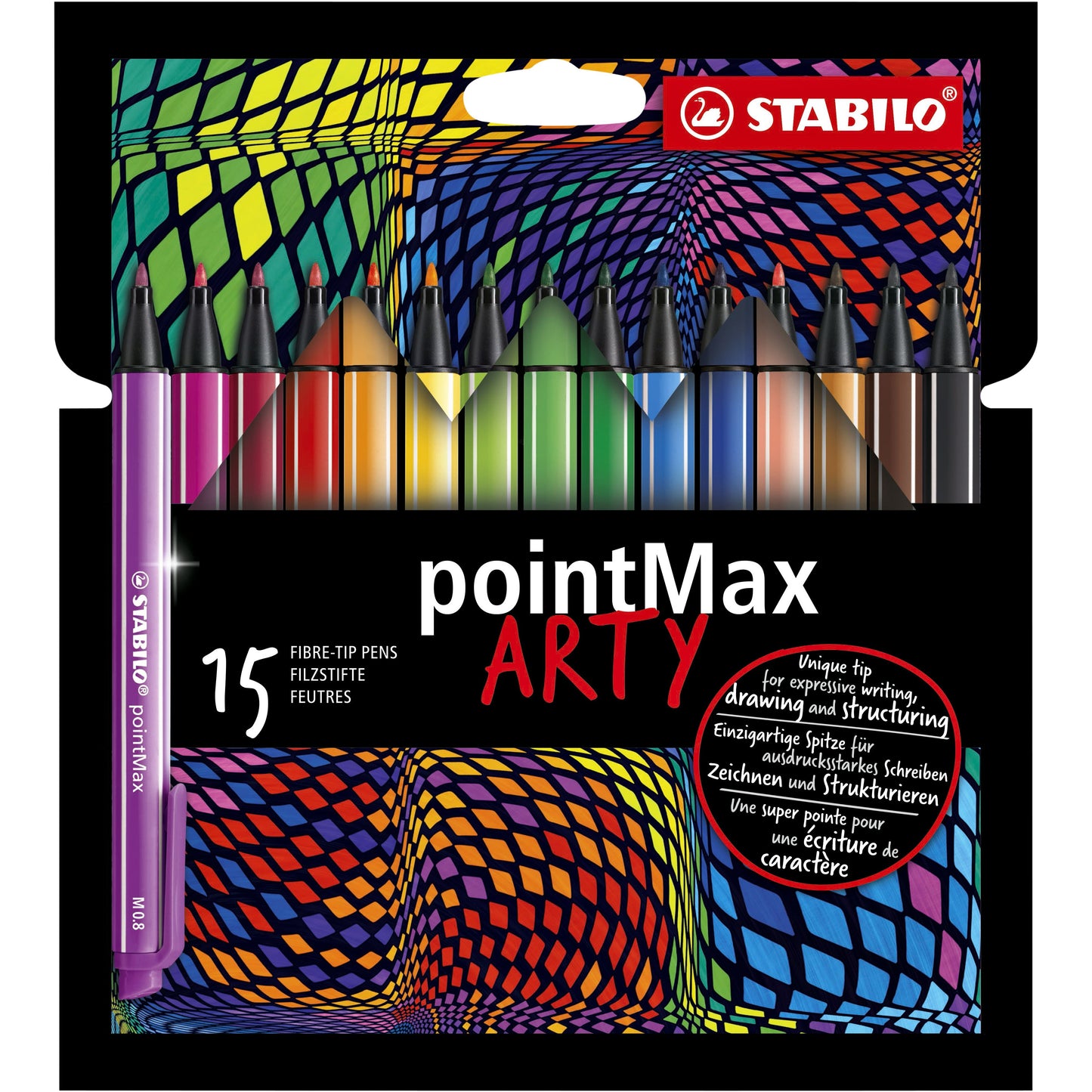 Stabilo -  pointMax, hardtip fineliner 0.8 mm, ARTY etui met 18 nieuwe kleuren