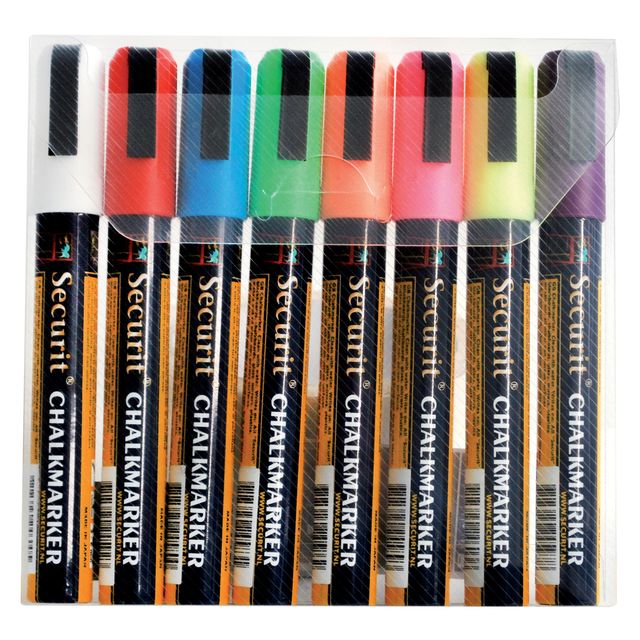 Securit -  Krijtstift SMA-510 schuin 2-6mm assorti blister à 8 stuks