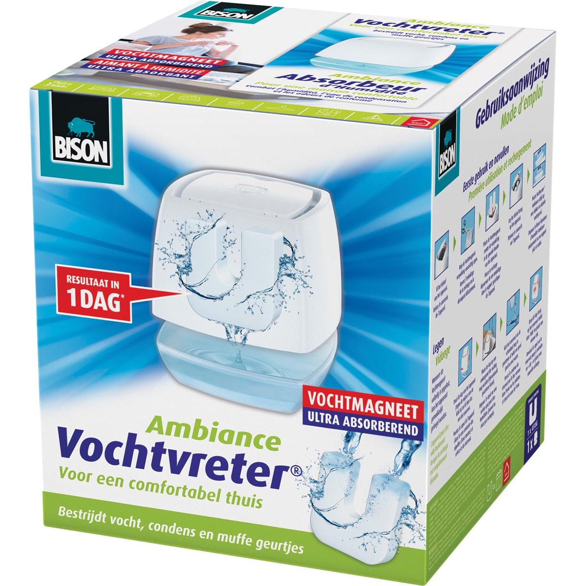 Bison - refillable dehumidifier Ambiance, works with tabs of 450 grams