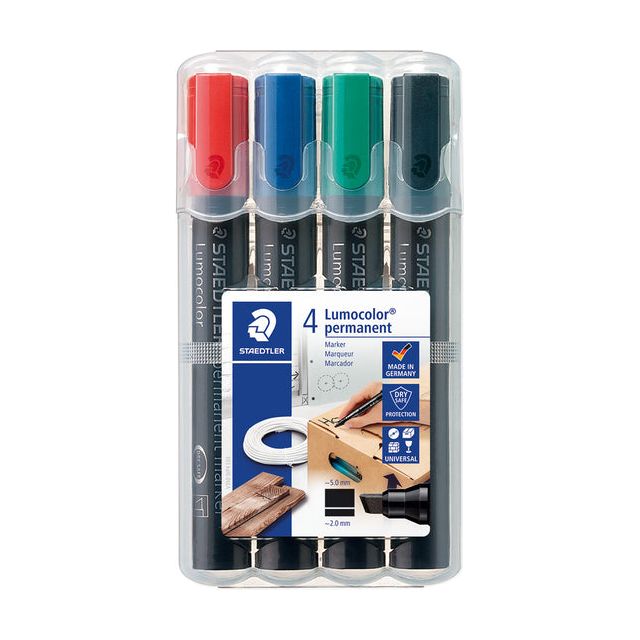 Staedtler -Filz -Tip Pen Lumocolor 350 Schräg 2-5mm Arsch | Setzen Sie ein 4 -Stück