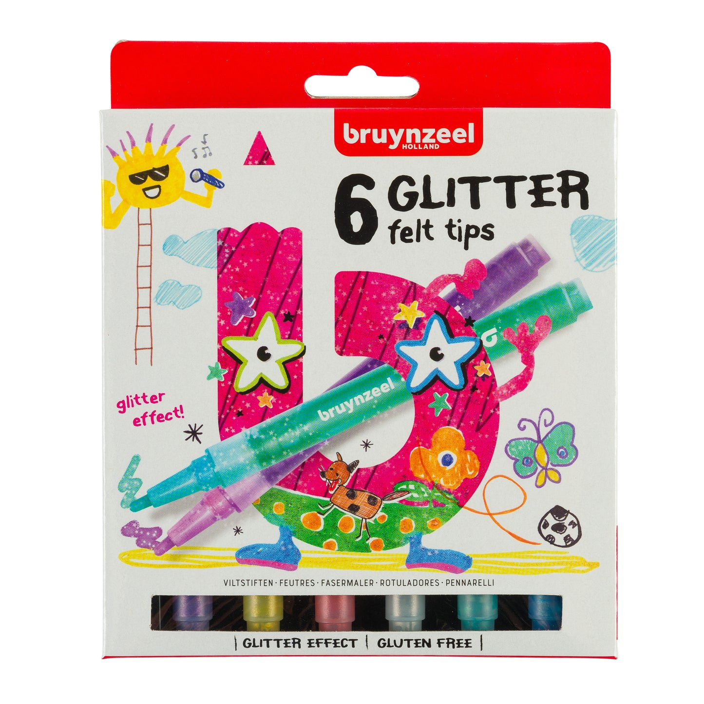 Bruynzeel - Pennarello Kids Glitter set di 6 colori | 6 pezzi