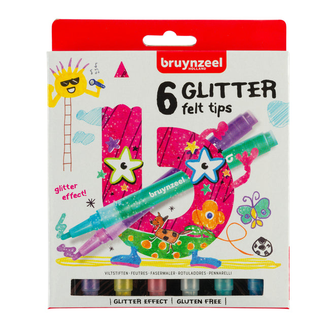 Bruynzeel -  Viltstift  kids set 6 glitterkleuren | 6 stuks