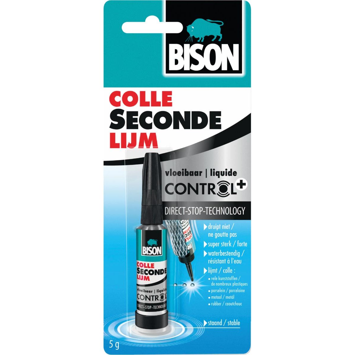 Bison - super colla Control Liquid, tubo da 5 g, in blister