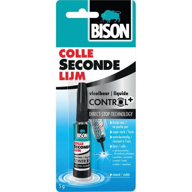 Bison - Bison Secondelijm Control Liquid, tube de 5 g, sur blister