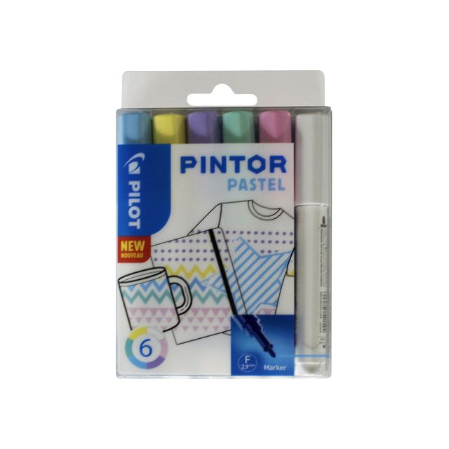 Pilote - Marker Pinor Tel, fin, cloque de 6 pièces en couleurs assorties