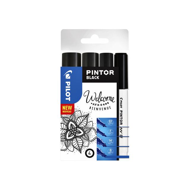 Pilot - Verfstift  pintor assorti breedtes zwart