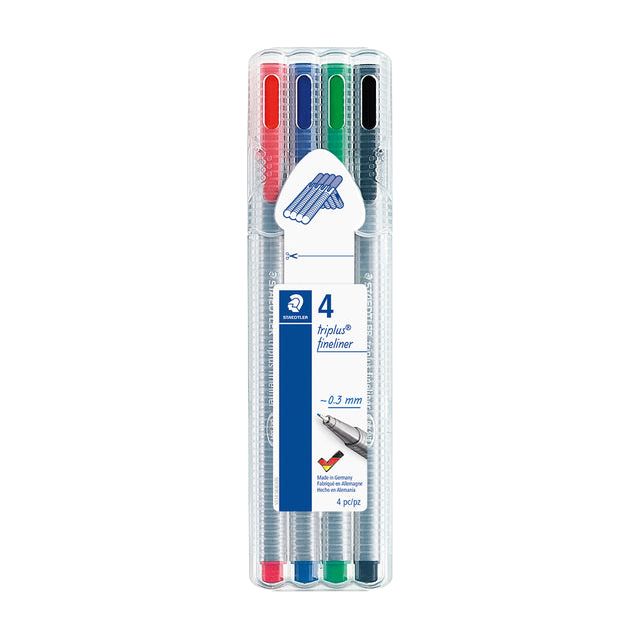 Staedtler - Fineliner Triplus 334 0,3 mm Ass 4st | Setzen Sie ein 4 -Stück