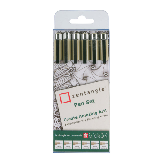 Sakura -  Tekenset Zentangle set à 6 pennen zwart