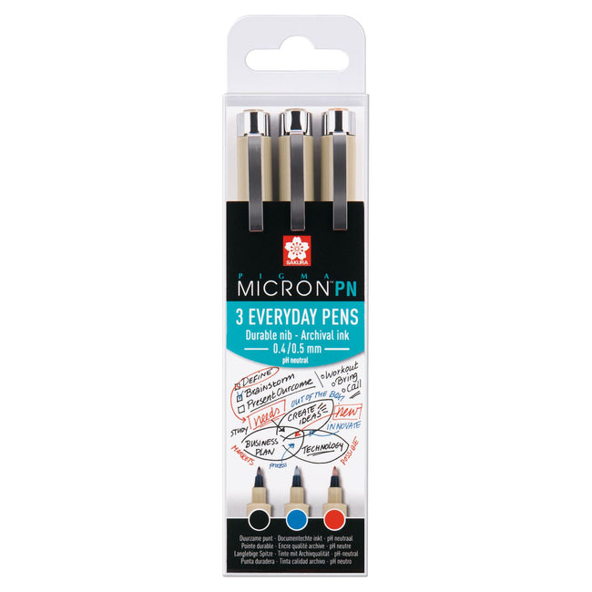 Sakura - Fineliner pigma micron 0,4mm blister da 3 pezzi assortiti