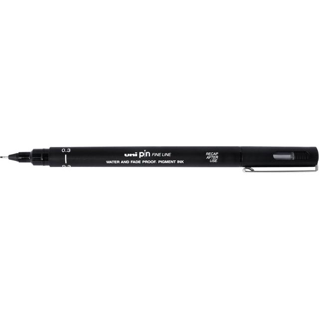 Uni -Ball - Uni Pin Fineliner, point rond, 0,3 mm, noir