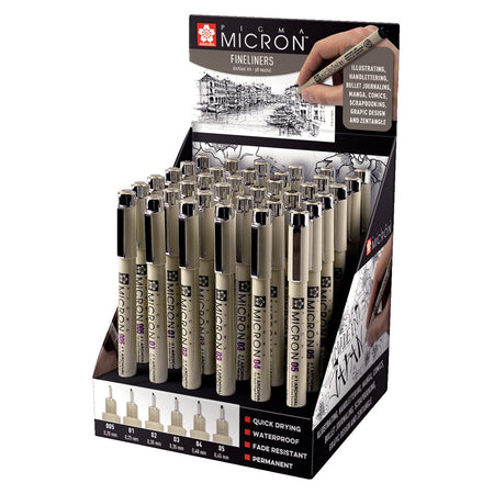 Sakura -  Fineliner pigma micron assorti zwart | 36 stuks