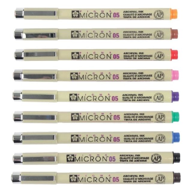 Sakura - Fineliner Pigma Micron Arsch Farbe | Blasen Sie ein 9 -Stück | 6 Stück