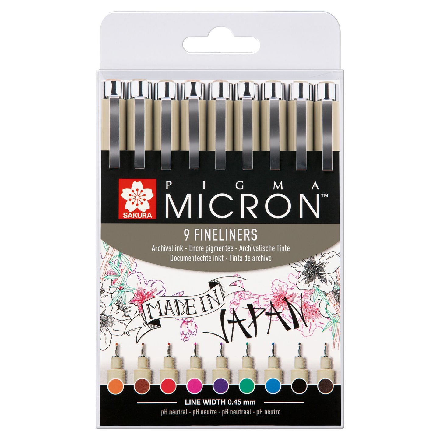 Sakura - Fineliner Pigma Micron astuccio assortito da 9 pezzi