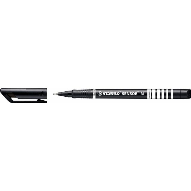 Stabilo - Fineliner -Sensor 187/46 M schwarz | 10 Stück