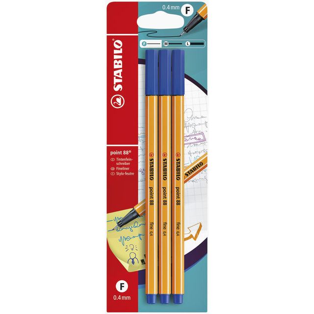 Stabilo - Fineliner point 88/41 f blauw 3st | 10 stuks