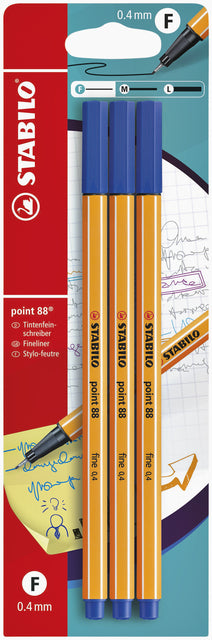 Stabilo - Fineliner Punkt 88/41 F Blue 3st | 10 Stücke