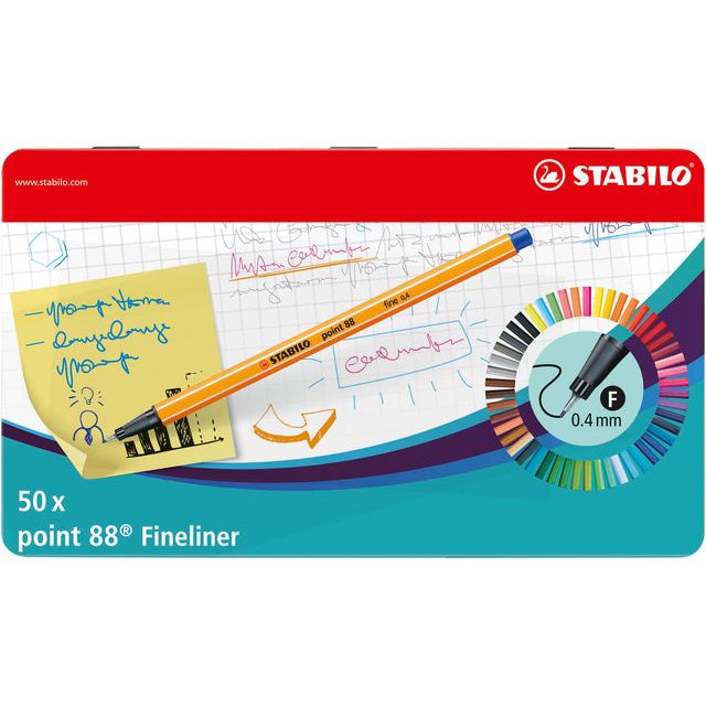 Stabilo - Fineliner Point 88/50 F ASS 59ST | Peut un 50 pièces