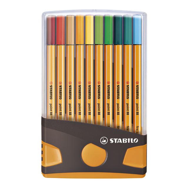 Stabilo - Fineliner point 88 ColorParade antraciet/oranje etui à 20 kleuren