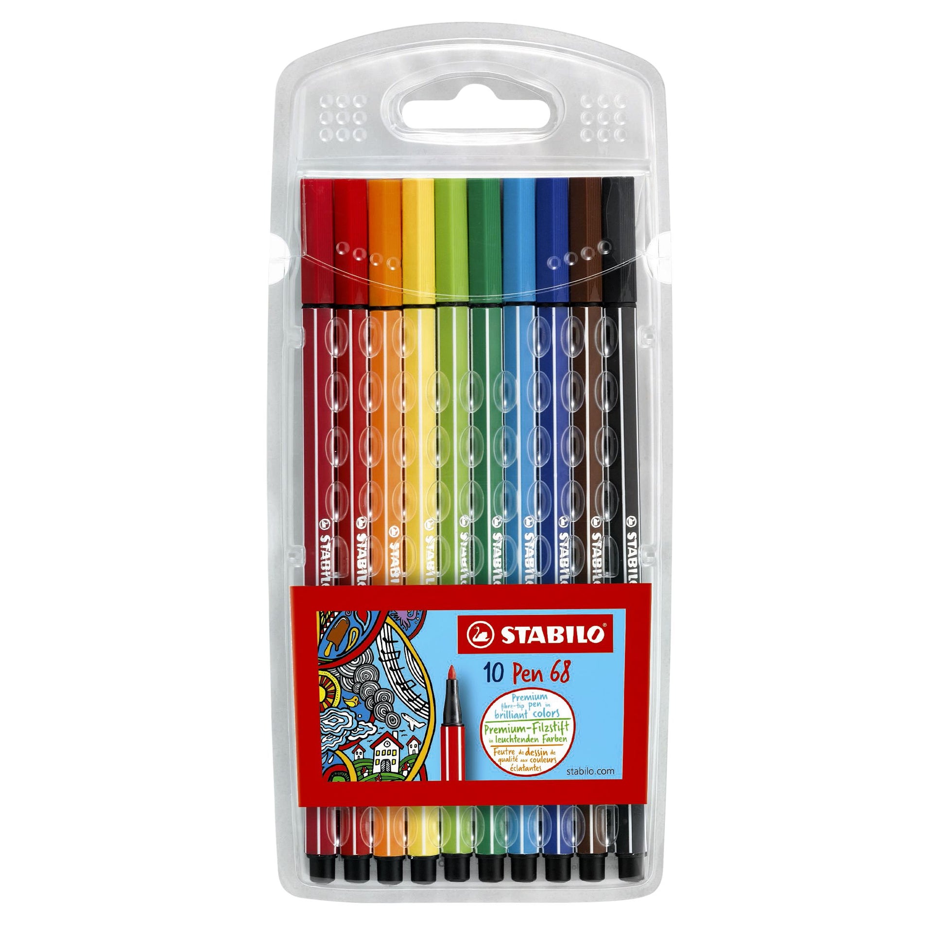 Stabilo - Rotulador Pen 68/10 mediano surtido estuche de 10 piezas