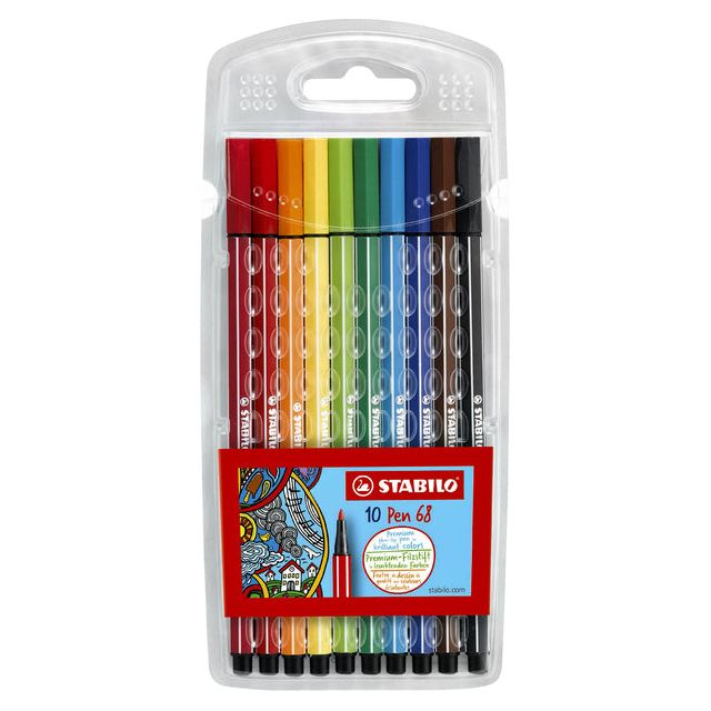 Stabilo - Felt -tip Pen 68/10 M ASS 10ST | Enui un 10 pièces