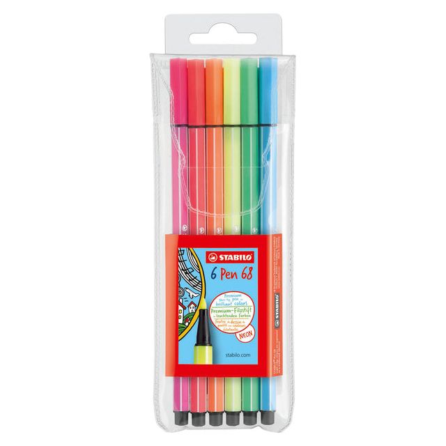 Stabilo - Felt -tip Pen 68/6 M Fluor Ass 6st | Endui un 6 pièces | 10 morceaux