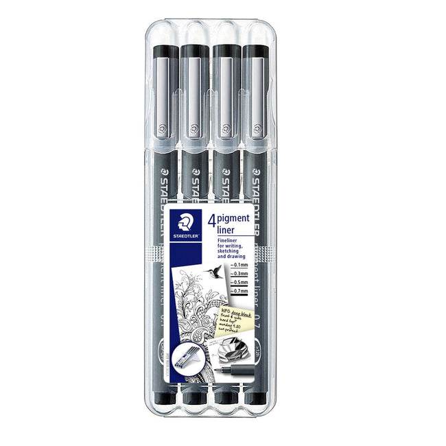 Staedtler - Fineliner Pigment 308 negro set de 4 piezas