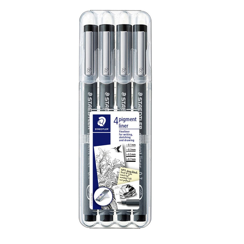 Staedtler - Fineliner Pigment 308 negro set de 4 piezas