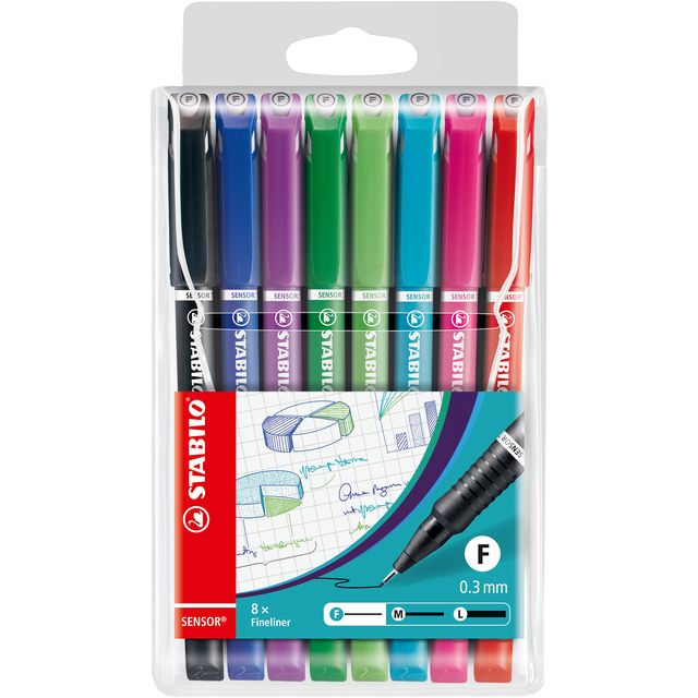 Stabilo -  Fineliner sensor 189/8 f ass 8st | 5 stuks