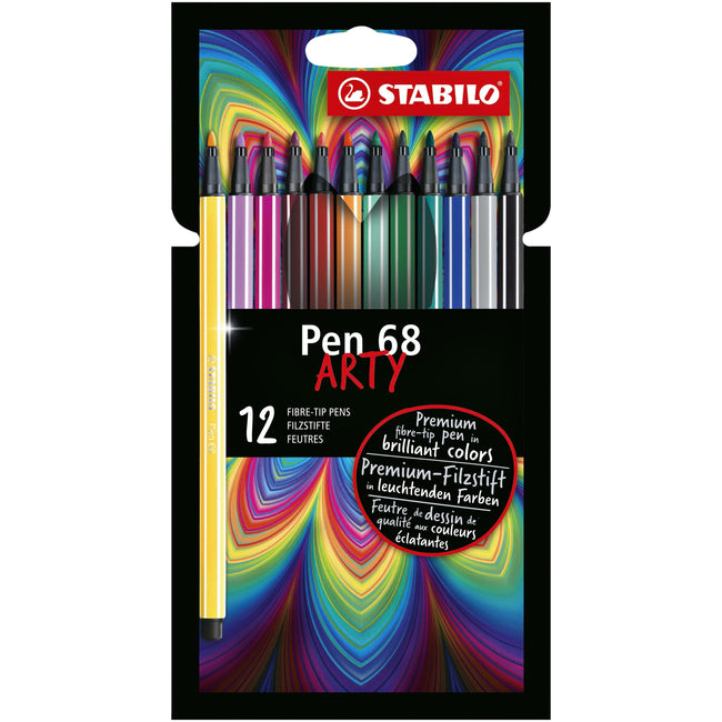 Stabilo -  Pen 68, premium viltstift, ARTY etui met 12 kleuren