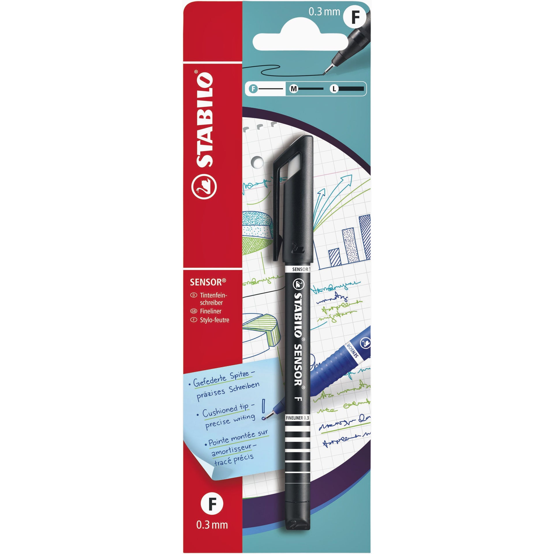 Stabilo - Fineliner Sensor 10198 fine black blister of 1 piece