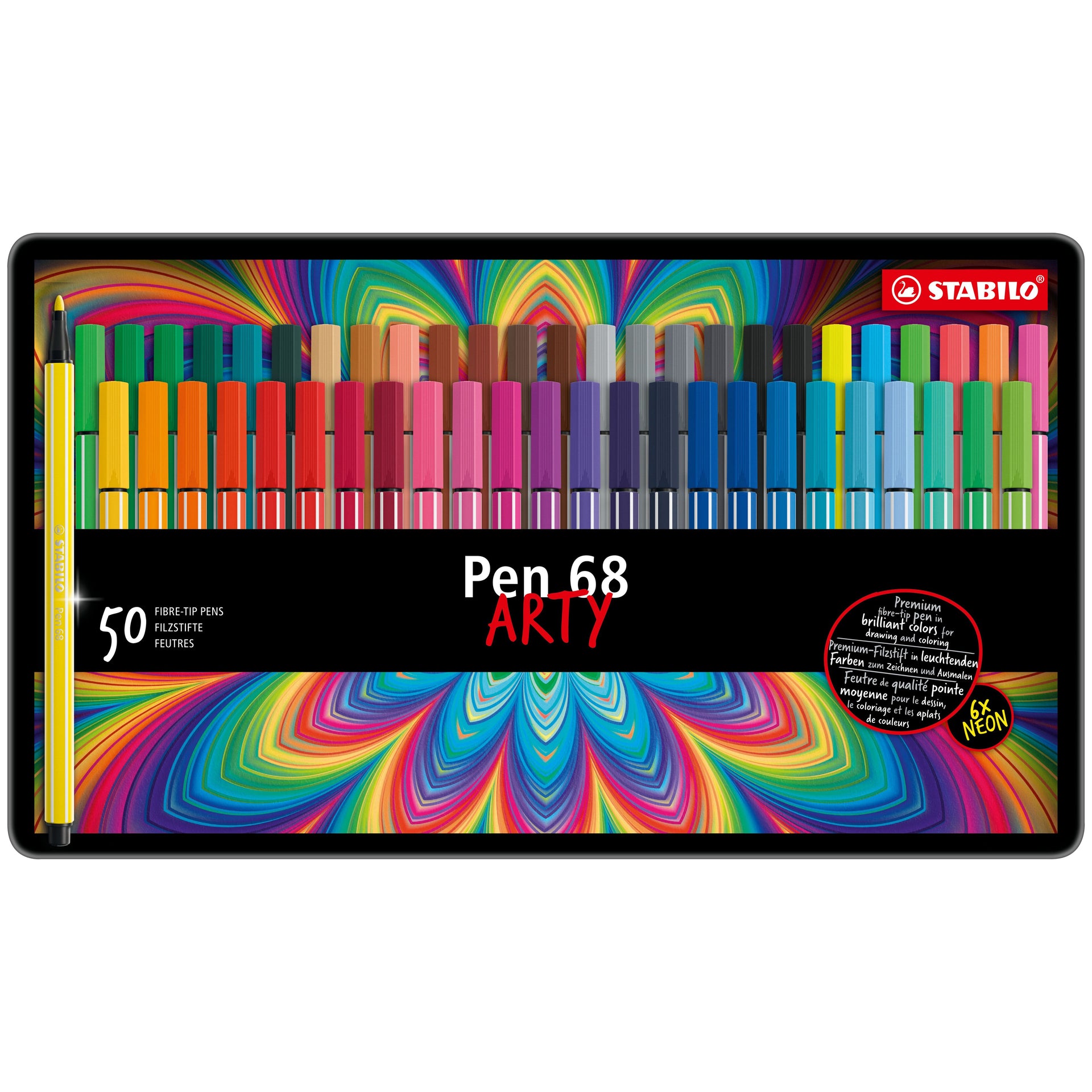 Stabilo - Felt-tip pen 68/50 Arty medium assorted tin of 50 pieces
