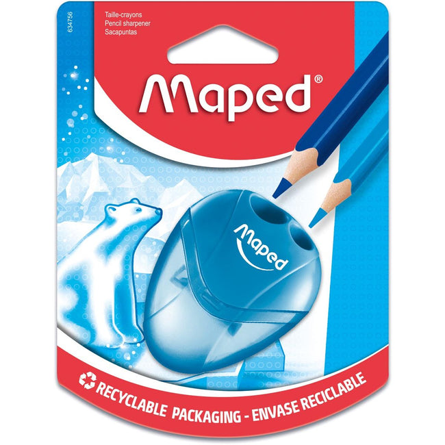 Maped -  potloodslijper igloo, 2 gaats, geassorteerde kleuren, blister van 1 stuk
